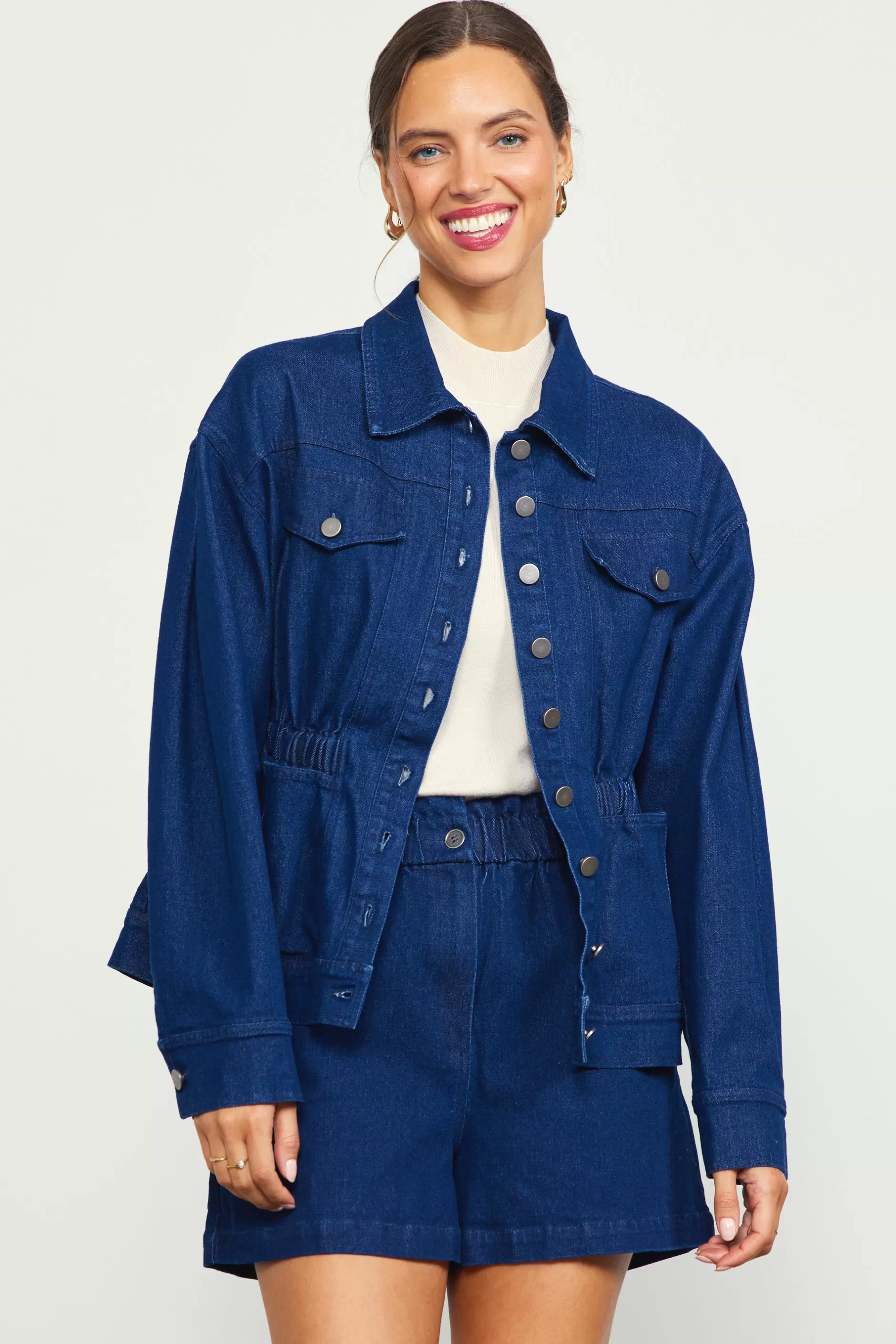 SKIES ARE BLUE Stretch Denim Trucker Jacket