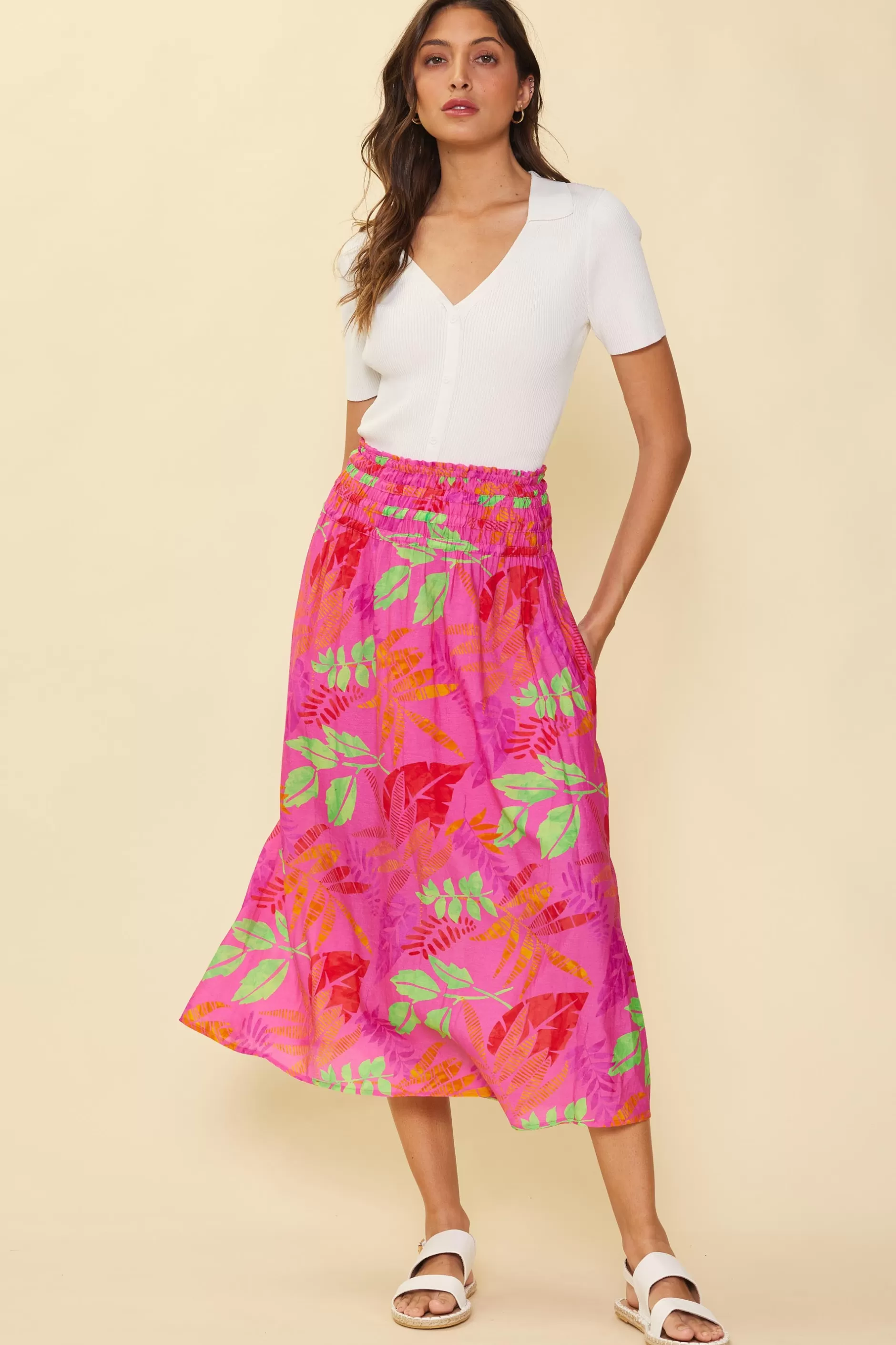 SKIES ARE BLUE Tropical Print Skirt