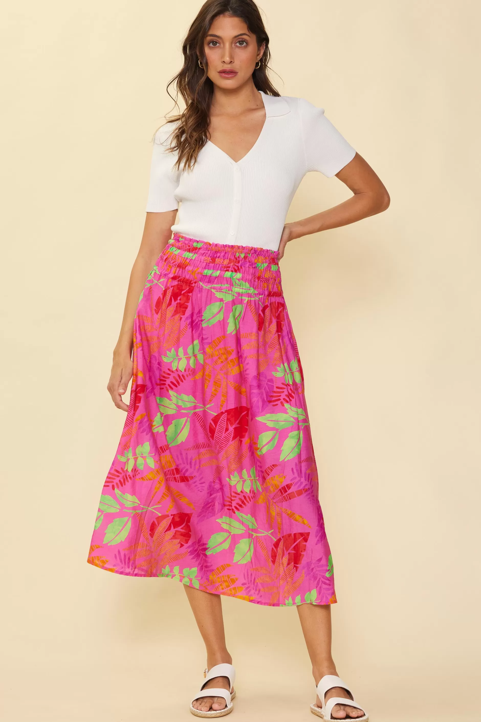 SKIES ARE BLUE Tropical Print Skirt