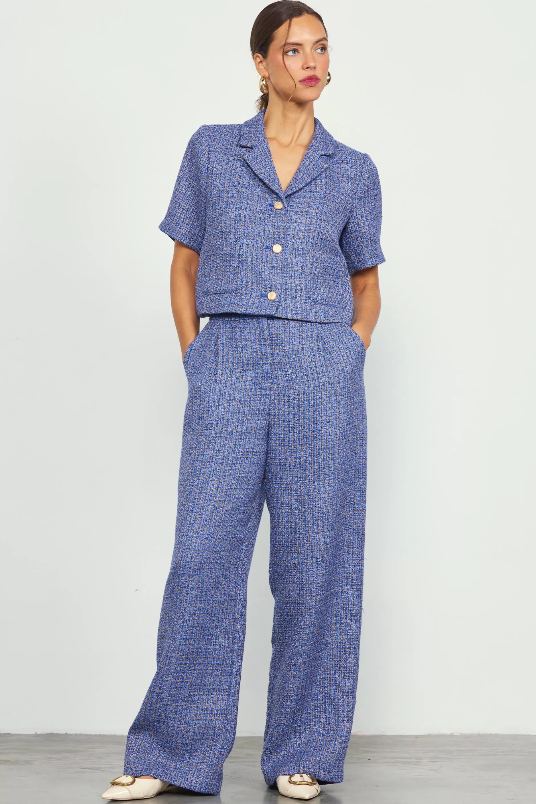 SKIES ARE BLUE Tweed Wide Leg Pants