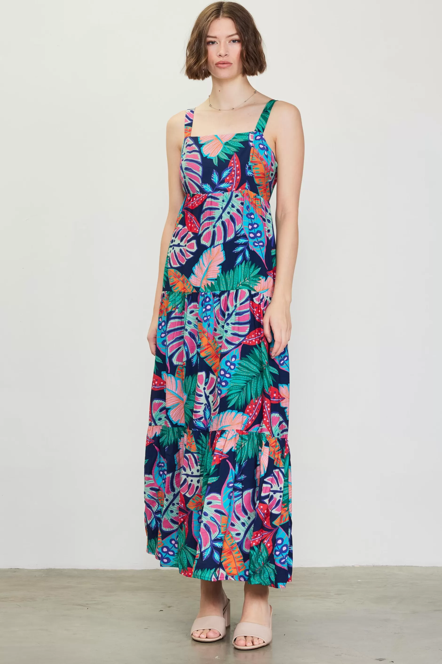 SKIES ARE BLUE Ula Print Tiered Maxi Dress