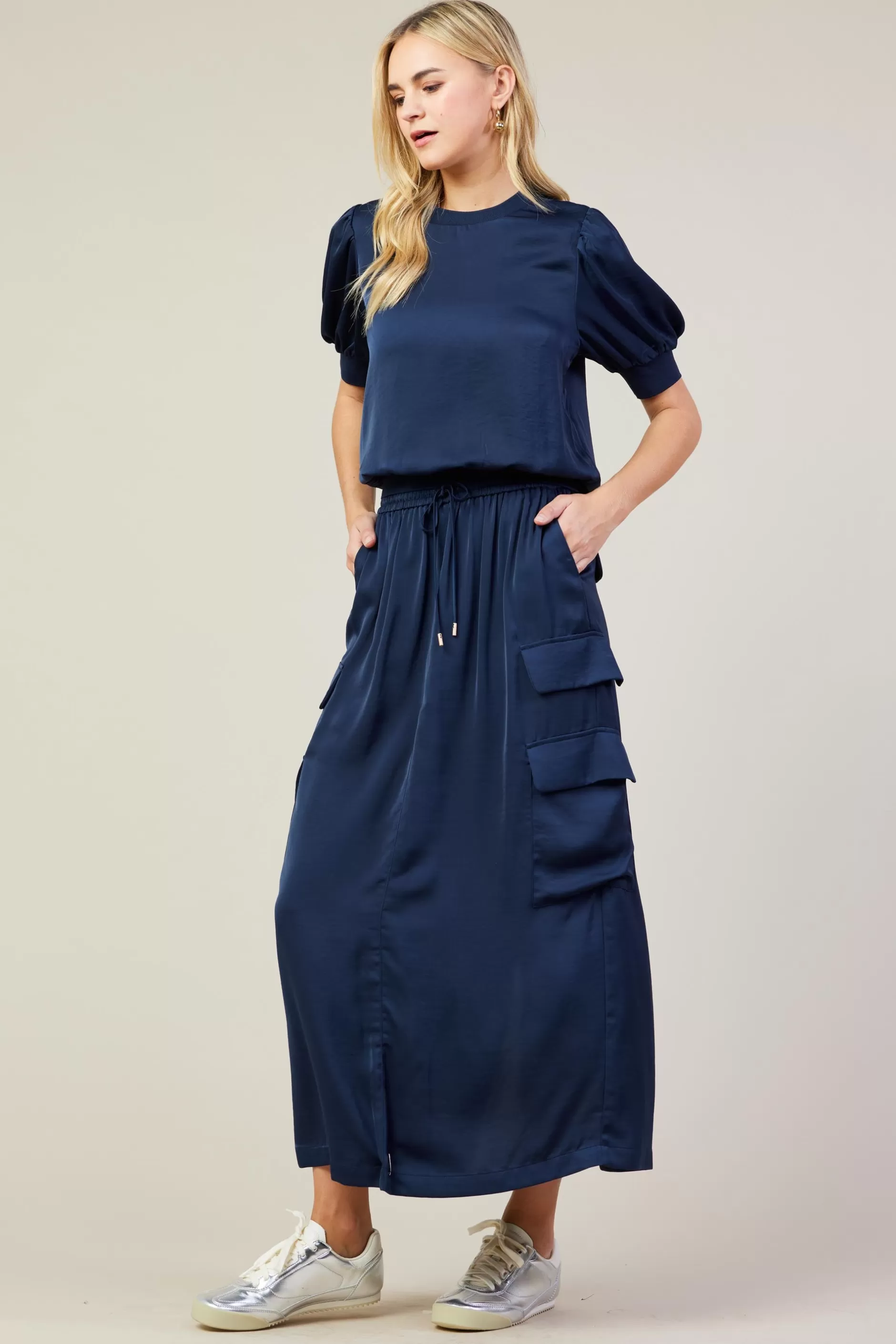 SKIES ARE BLUE Utility Cargo Pocket Midi Skirt