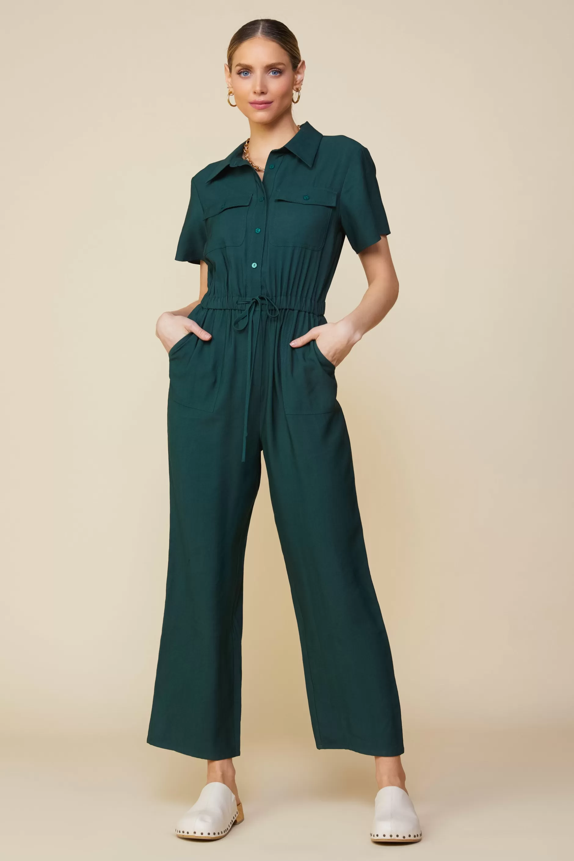 SKIES ARE BLUE Utility Short Sleeve Jumpsuit