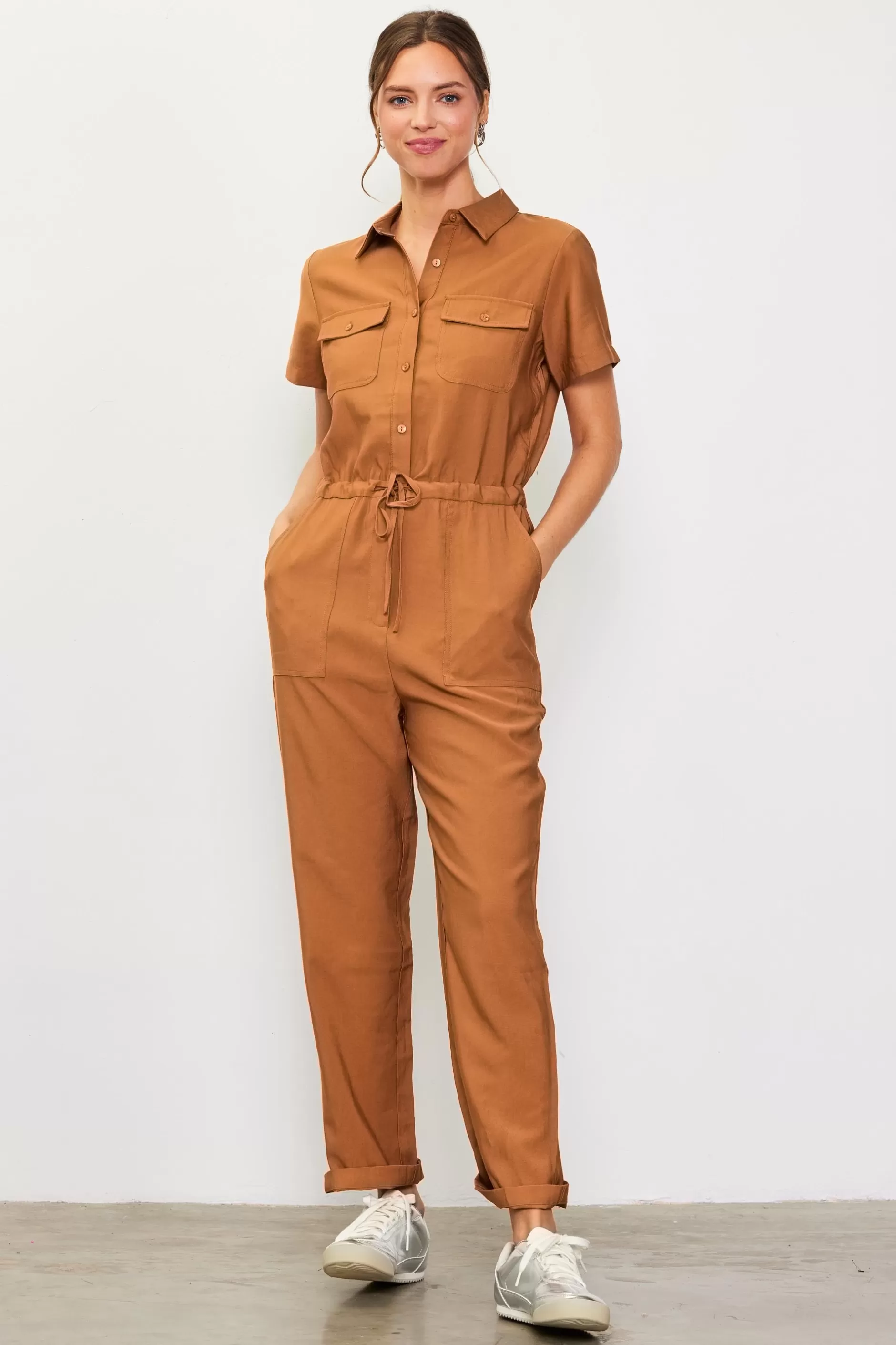 SKIES ARE BLUE Utility Short Sleeve Jumpsuit