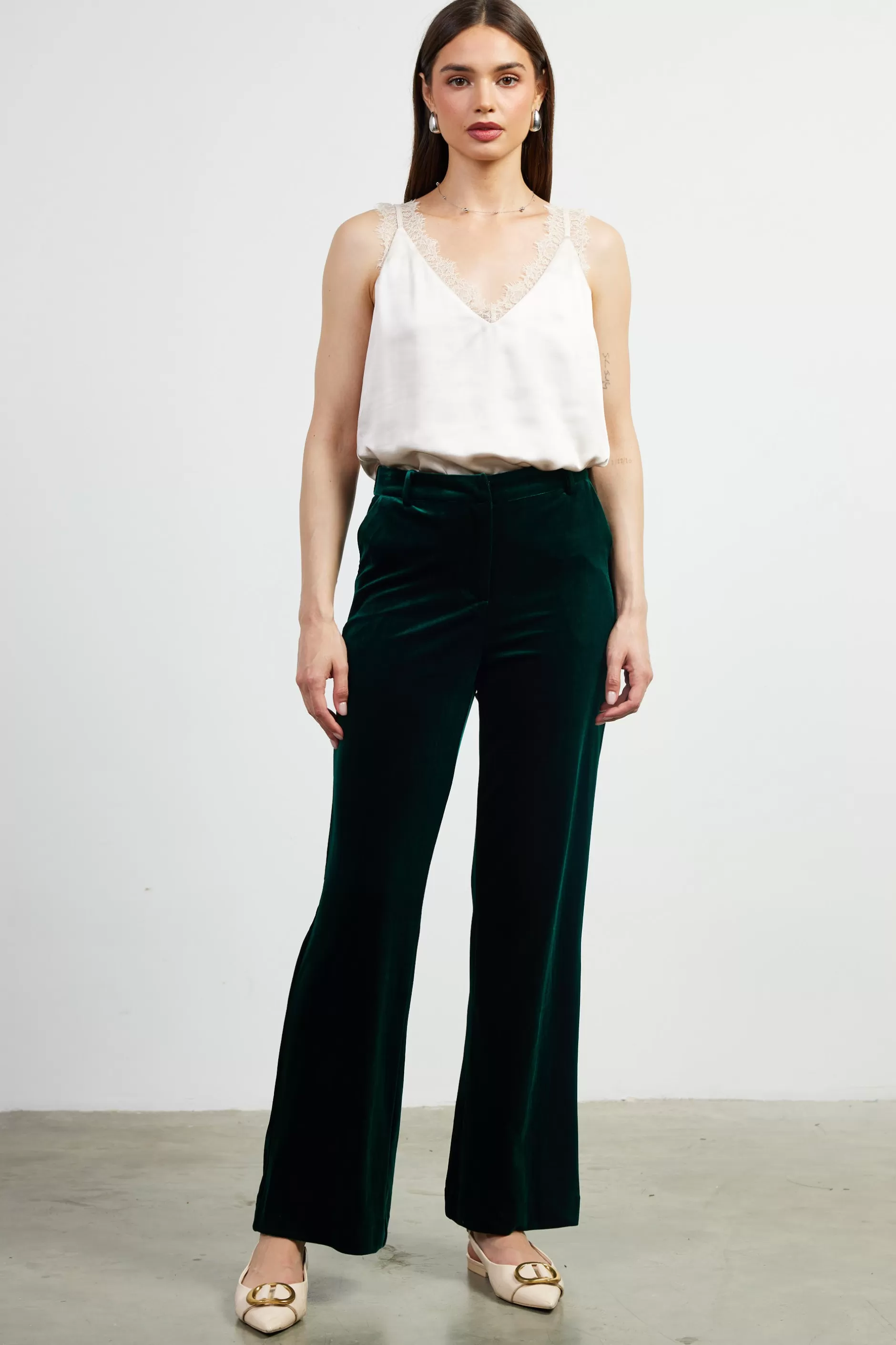 SKIES ARE BLUE Velvet Wide Leg Pants