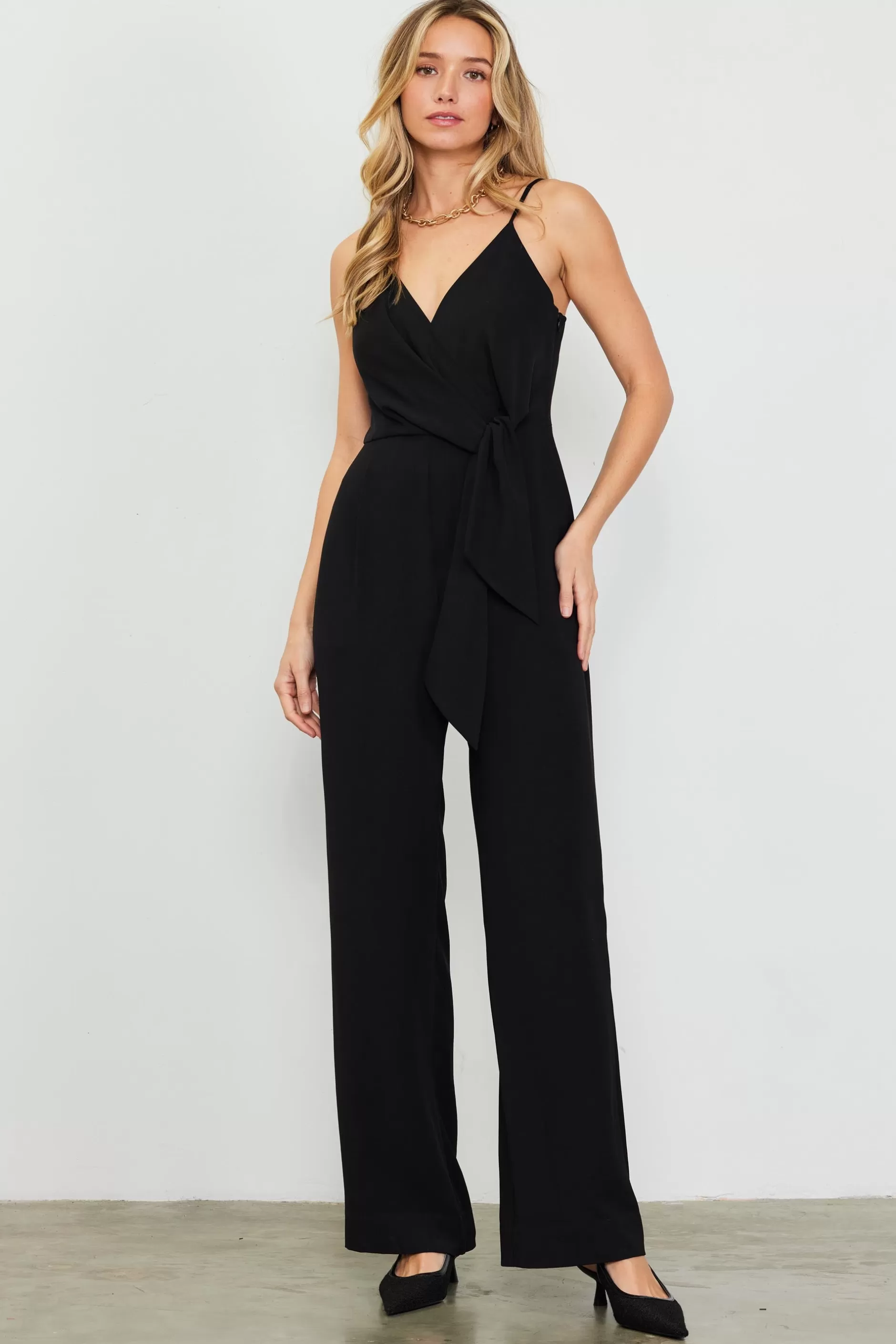 SKIES ARE BLUE Waist Tie Detail Sleeveless Jumpsuit