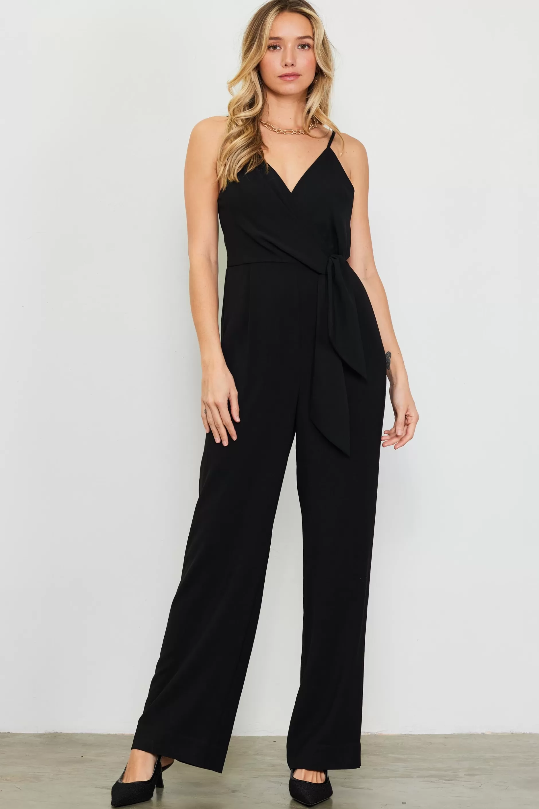 SKIES ARE BLUE Waist Tie Detail Sleeveless Jumpsuit