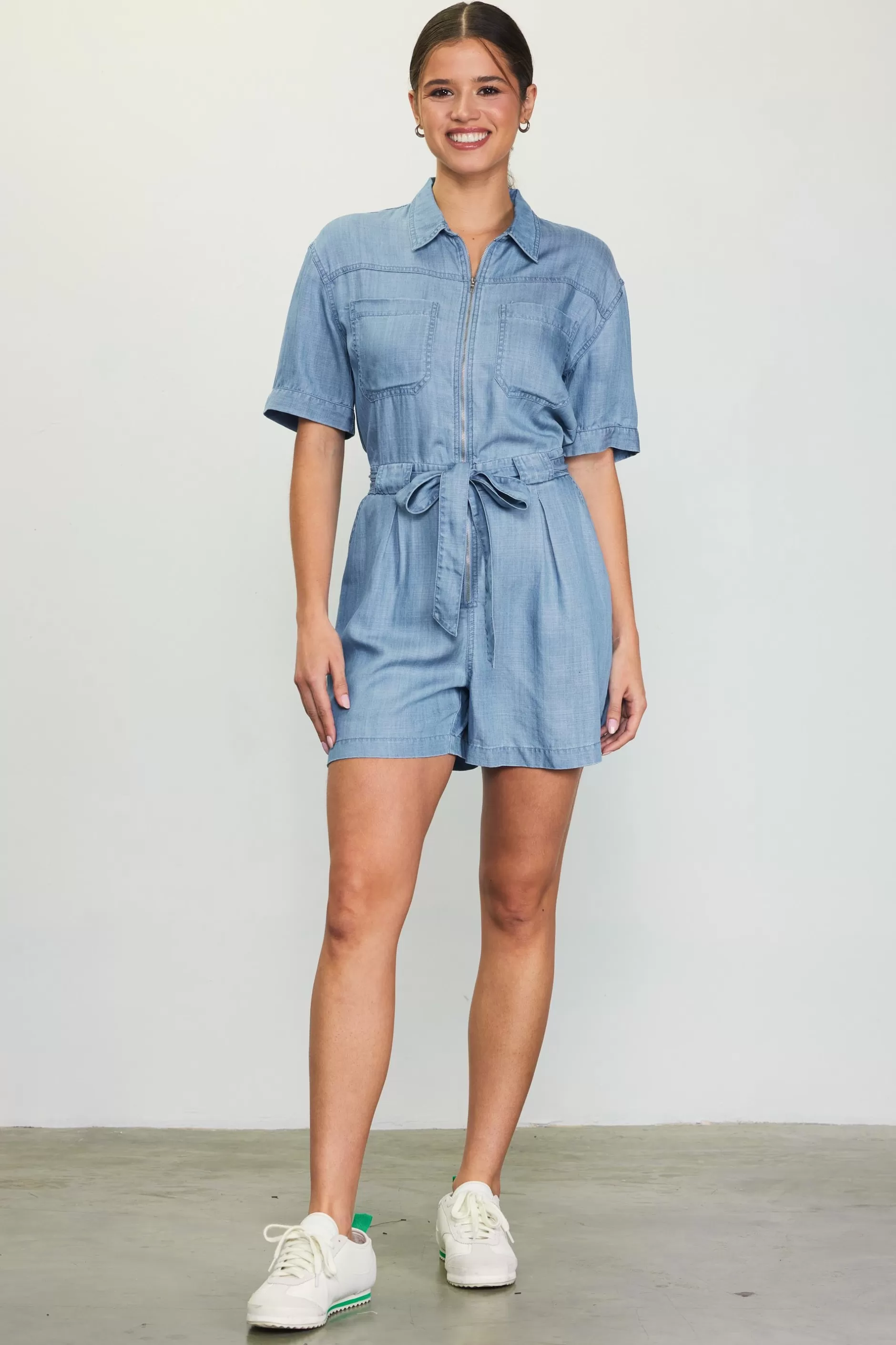 SKIES ARE BLUE Washed Tencel Shortsleeve Romper