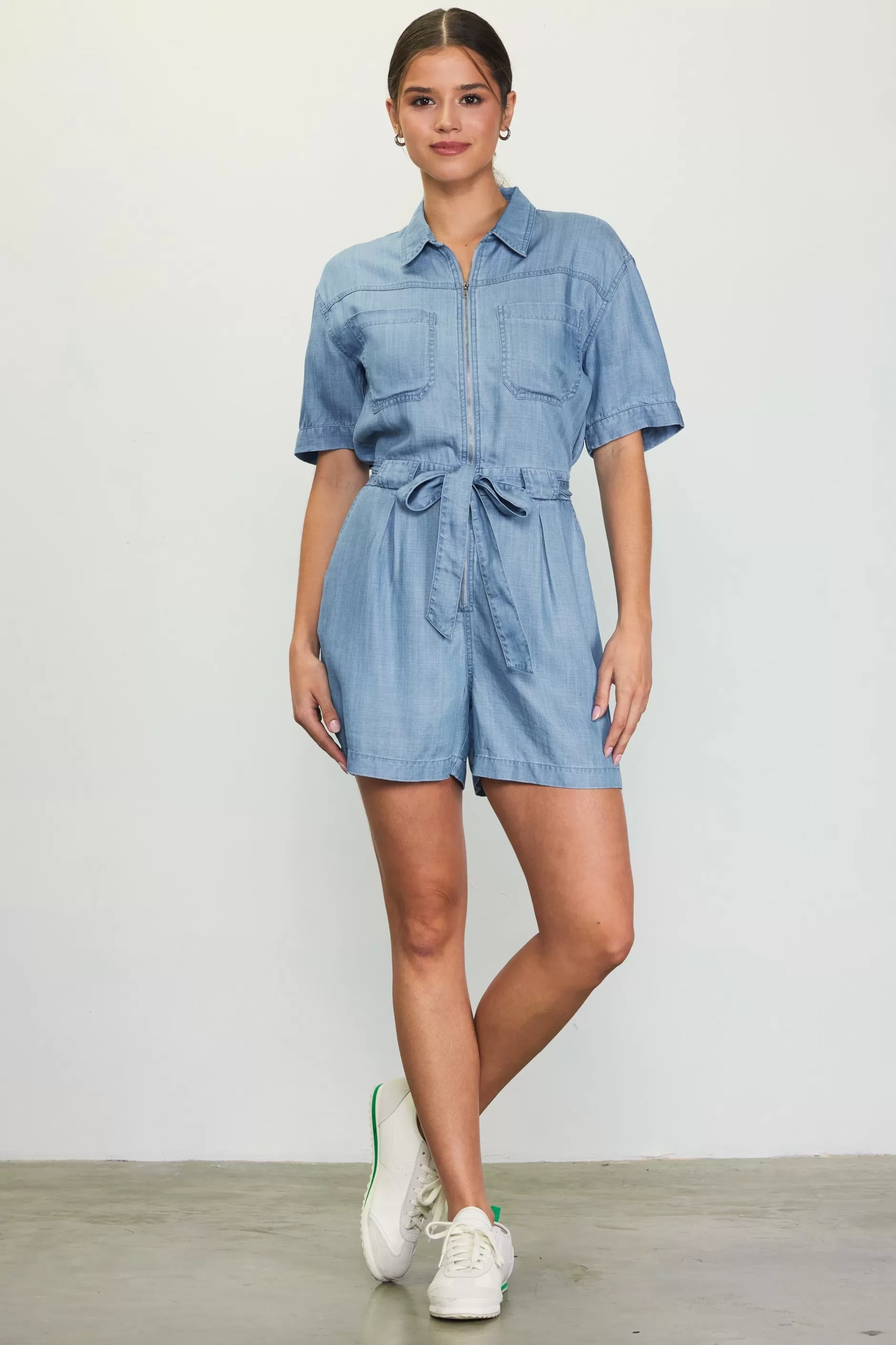 SKIES ARE BLUE Washed Tencel Shortsleeve Romper